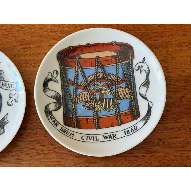 Late 20th Century Small Decorative Americana Ceramic Coasters, a Pair For Sale - Image 4 of 6