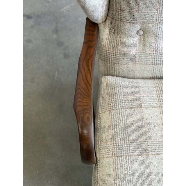 1970s Swedish Highback Lounge Chair in Plaid For Sale - Image 11 of 17