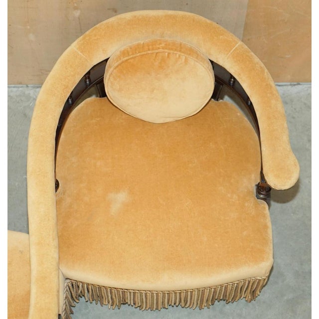 Victorian Tete a Tete Conversation Sofa with Ebonised Frame For Sale - Image 10 of 18