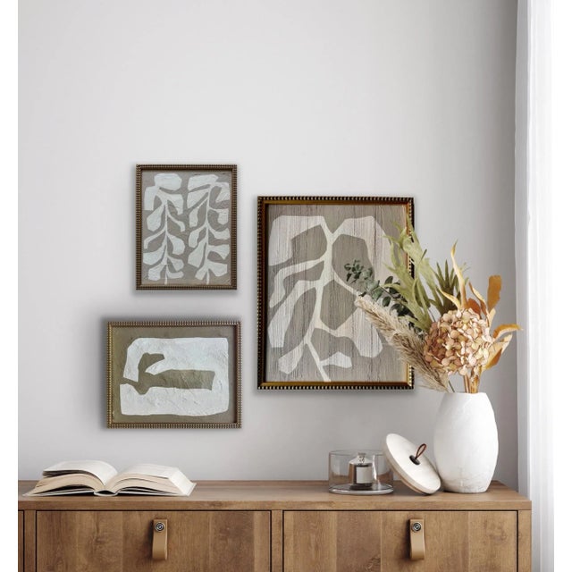 Contemporary abstract botanical painting on canvas. Framed in a gold locally made frame R.K. Red believes there is nothing...