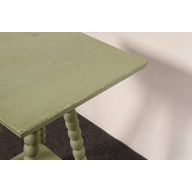 Vintage Folk Art Two Tier Mint Green Bobbin Side Table For Sale - Image 15 of 18
