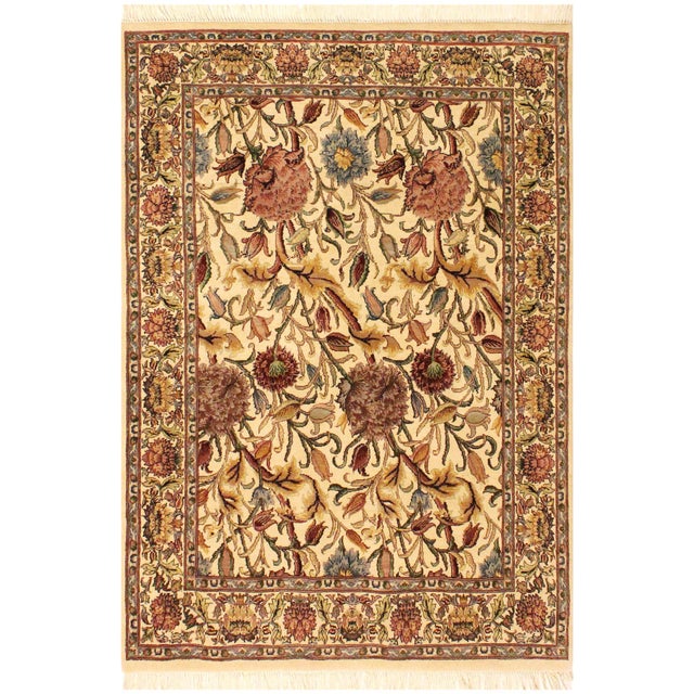 Shabby Chic Pak-Persian Beige/Pink Wool Rug - 4'0'' X 5'10'' For Sale - Image 9 of 9