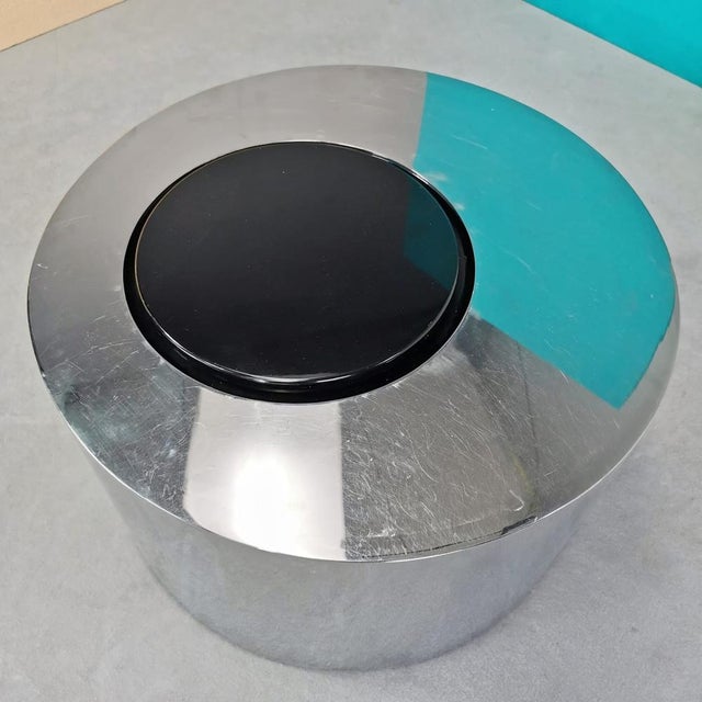Silver Vintage Space Age Cylindrical Bar Table, 1970s For Sale - Image 8 of 18