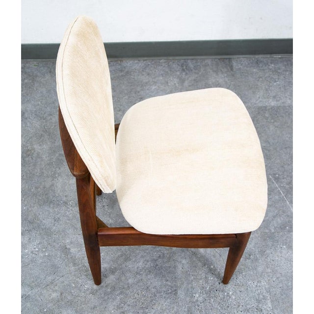 Wood Mid Century Danish Modern Dining Chair John Stuart Wood Walnut Off White Cream For Sale - Image 7 of 12