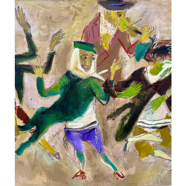 Modern William Gropper, Large Oil Painting Klezmer Wedding Rabbis Judaica WPA Jewish Art William Gropper, c.1940's For Sale - Image 3 of 16