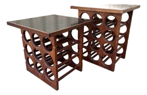 A Pair of Handcrafted Mid Century Moderm Wine Rack / Side Tables. Circa 1960s