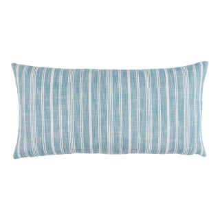Schumacher x Mark D. Sikes Lucy Stripe Lumbar Pillow In Indigo For Sale
