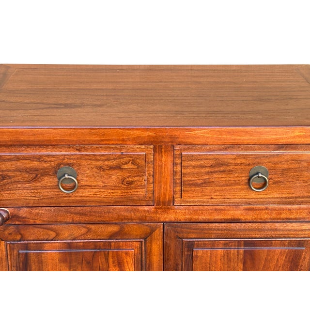 Oriental Chinese 2 Drawers Wood Pattern Brown Credenza Console Cabinet ...