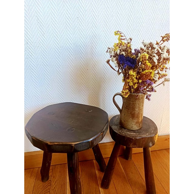Brutalist Wooden Tripod Stool, 1950s For Sale - Image 4 of 9