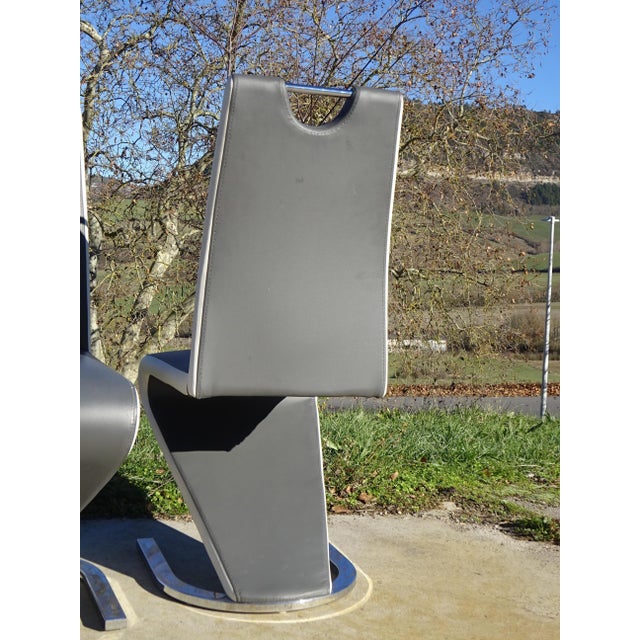 Zig Zag Chairs with Chrome Base, 2000s, Set of 3 For Sale - Image 10 of 18