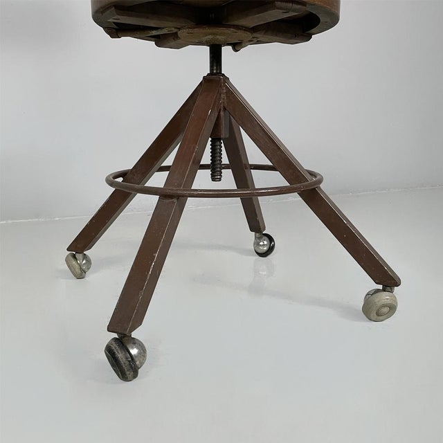 Mid-Century Modern Italian Wooden and Metal Chair with Casters, 1940s For Sale - Image 11 of 16