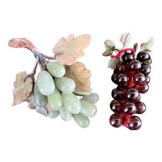 Early 20th Century Glass and Marble Grape Clusters - Set of 2 For Sale