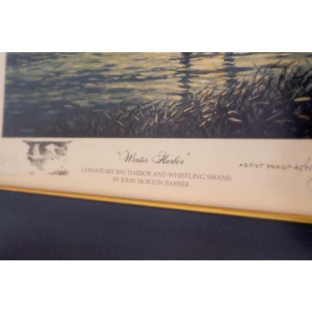 "Winter Harbor" Sailboat Swan Painting Print Signed John M Barber Numbered For Sale - Image 9 of 13