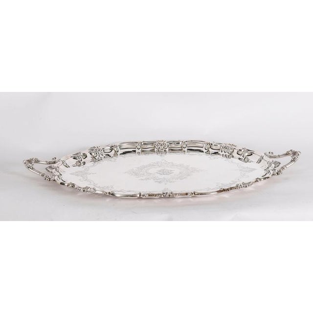 Antique Victorian Oval Silver Plated Tray by Thomas Bradbury & Sons, 19th Century For Sale - Image 13 of 18