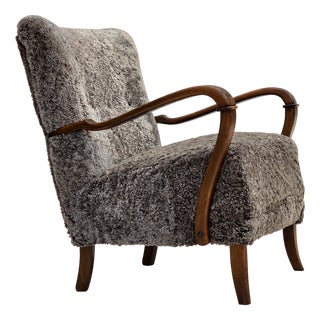 Vintage Danish Lounge Chair in Sheepskin, 1950s For Sale