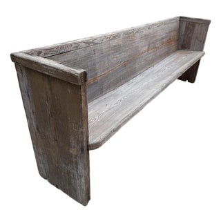 Early 20th-Century Farmhouse Pine Pew Bench – 89" For Sale