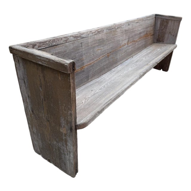 Early 20th-Century Farmhouse Pine Pew Bench – 89" For Sale