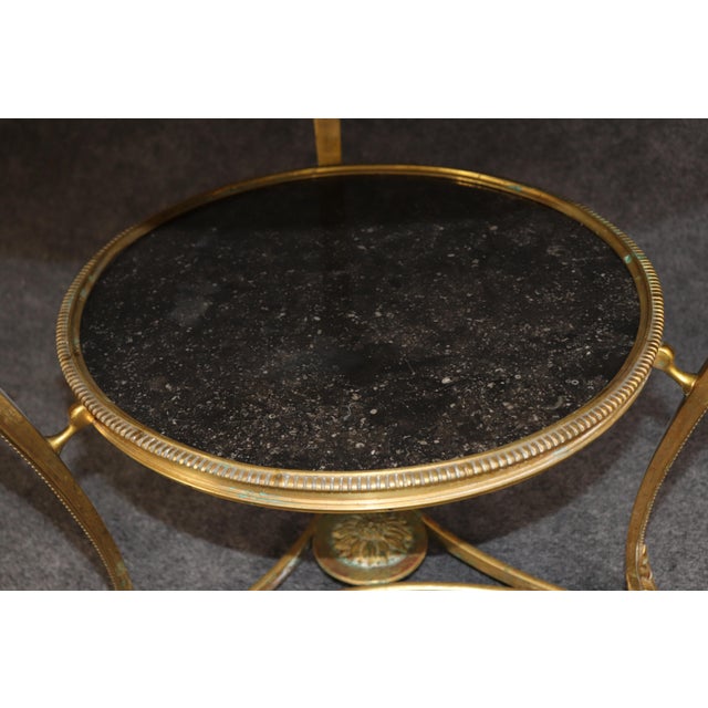 Pair 1920's Directoire Bronze Rams Head Marble Top Gueridon Tables For Sale - Image 11 of 13