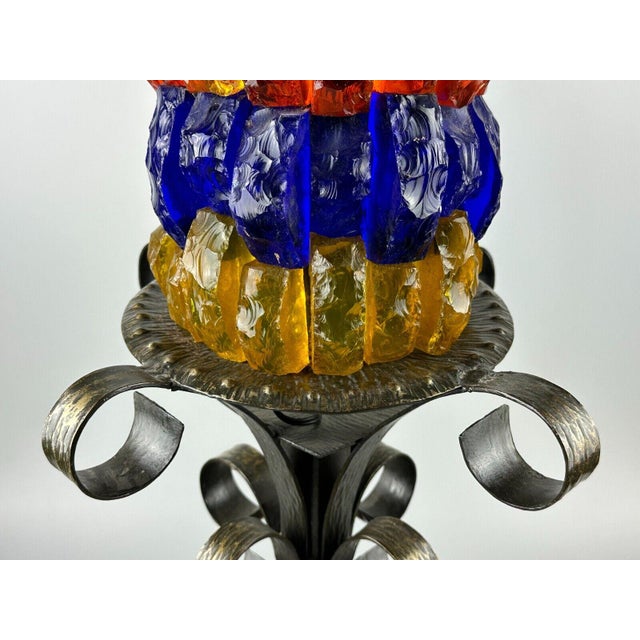 Brutalist Floor Lamp in Iron & Glass, 1970s For Sale - Image 10 of 18