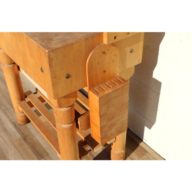 Wood Vintage I. Magnin Solid Wood Butcher Block Baker’s Rack Kitchen Workbench For Sale - Image 7 of 18