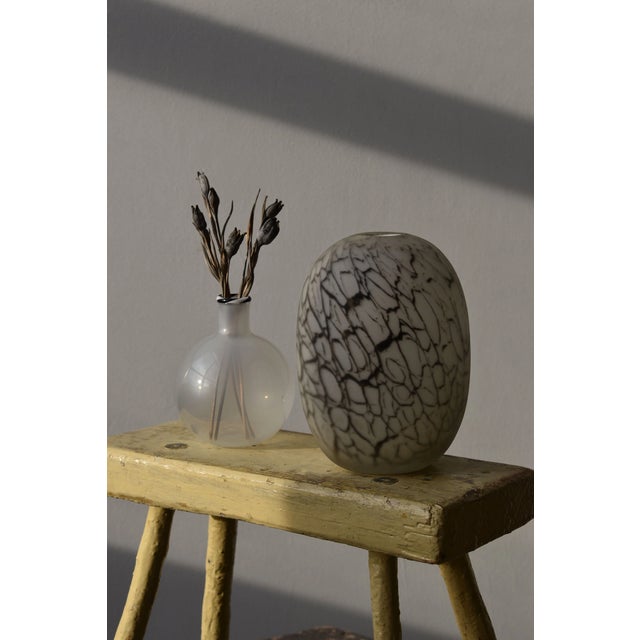 Vintage White + Black Blown Glass Vessel, Circa 1980s For Sale - Image 9 of 9