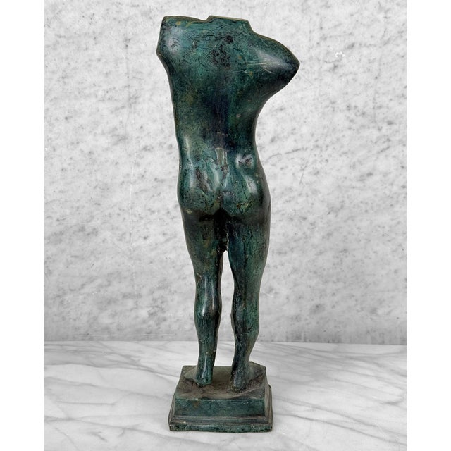 Vintage 16" Italian Grand Tour Style Bronze Verdigris Nude Torso Sculpture For Sale - Image 4 of 10