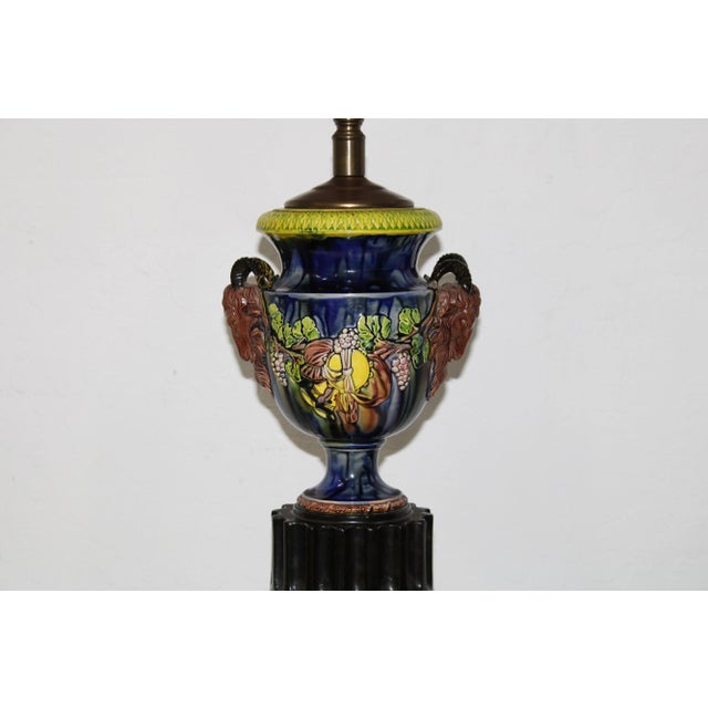 Early 20th Century J. W Trushell & Co. Majolica Lamp For Sale - Image 5 of 8