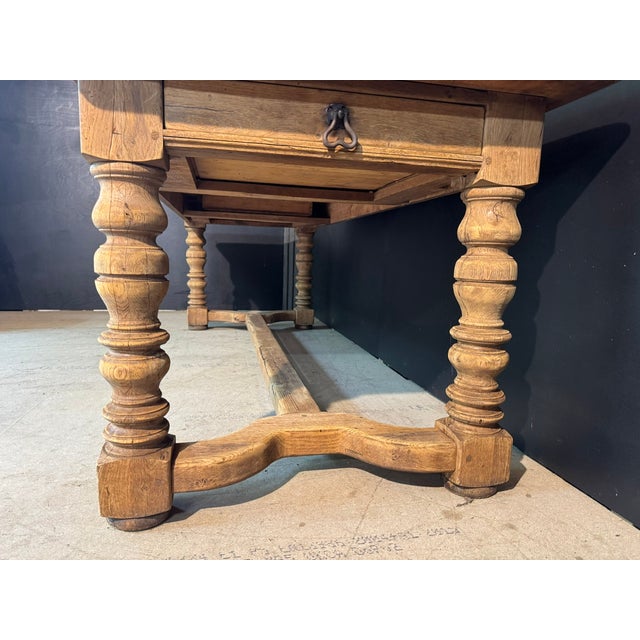 French Oak Farmhouse Table with Drawers, 1920 For Sale - Image 10 of 14