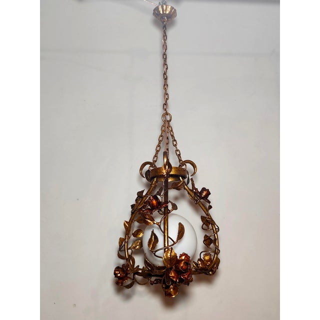 Wrought Iron and Gold Leaf Lamp, Spain, 1960s For Sale - Image 4 of 17