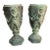 Pair of 11.5" Antique Art Nouveau Bronze Chalice Urns With Dancing Nymphs For Sale