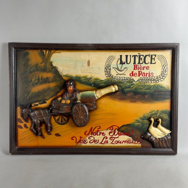 Lutèce Bière de Paris Beer Relief Advertising Panel from Artigianale, 1970s For Sale - Image 11 of 11