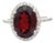 Elegant Oval Garnet Halo Ring With Cubic Zirconia Accents in 925 Silver - Size 8.5 For Sale