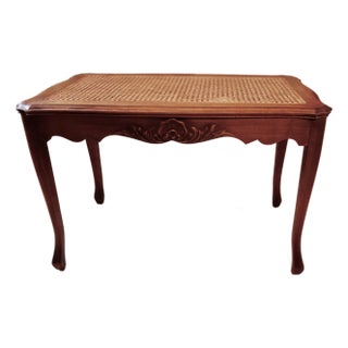 1960s Cane and Walnut Bench For Sale