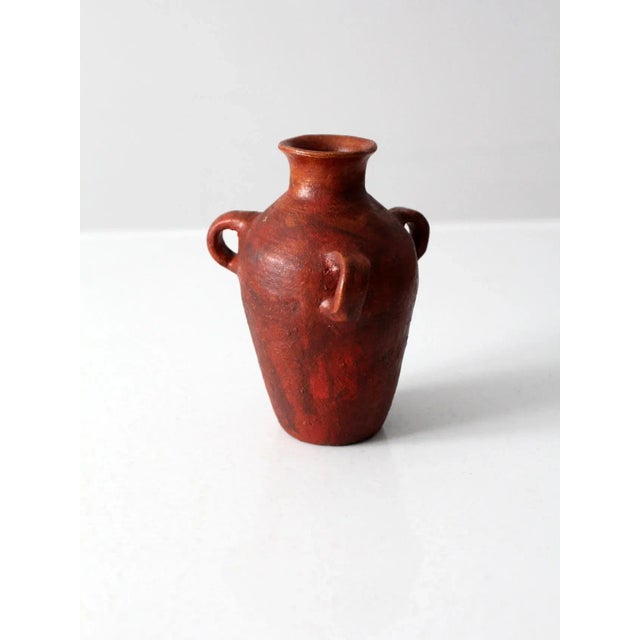 Ceramic Vintage Vase With Three Handles For Sale - Image 7 of 12