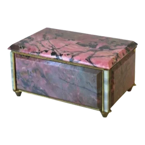 Pink Black Rhodonite Quartz and Bronze Jewelry Box