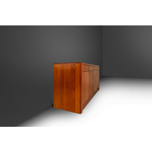 Mid-Century Danish Modern 2-Piece Cabinet / Sideboard / Credenza W/ Topper in Teak, Glass & Brass by D-Scan, C. 1980's For Sale - Image 12 of 18