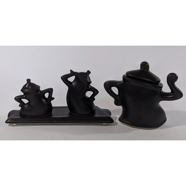 1970s 1970s Signed Michael Lambert Dancing Ceramic Salt & Pepper Shaker & Sugar Bowl - Set of 4 For Sale - Image 5 of 8