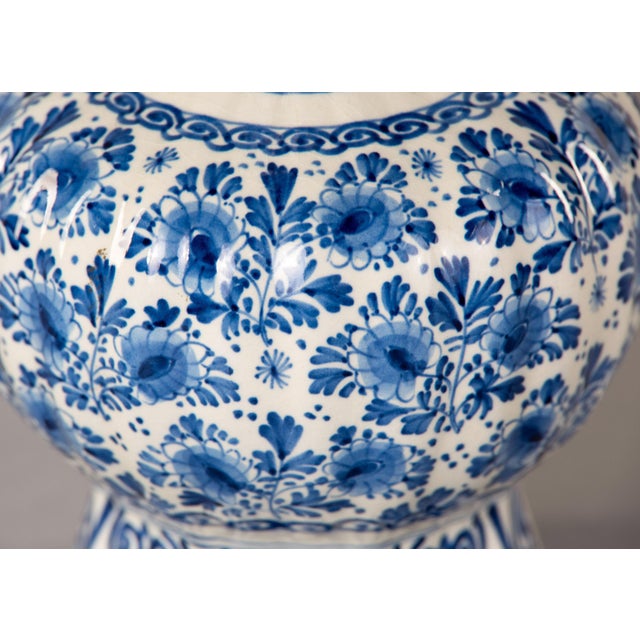 19th Century Dutch Delft Blue and White Garlic Neck Vase For Sale - Image 11 of 11
