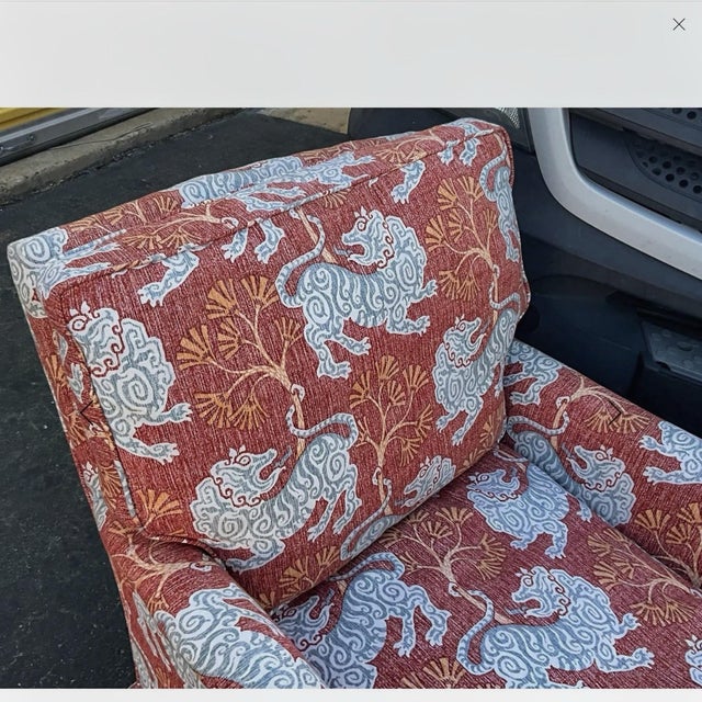 Textile Mid-Century Regency Style Chaise Lounge W/ New Chinoiserie Tiger Upholstery For Sale - Image 7 of 12