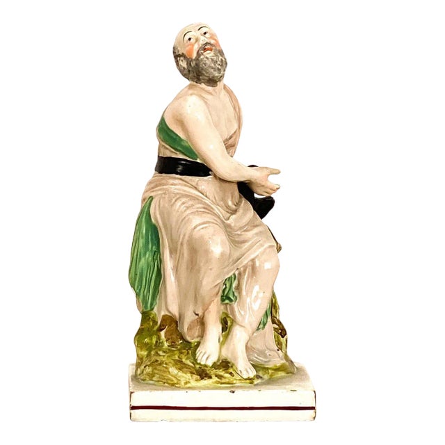 Circa 19th Century "Elijah and the Raven" Staffordshire Figure, England For Sale