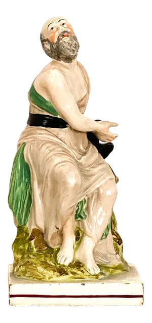 Circa 19th Century "Elijah and the Raven" Staffordshire Figure, England