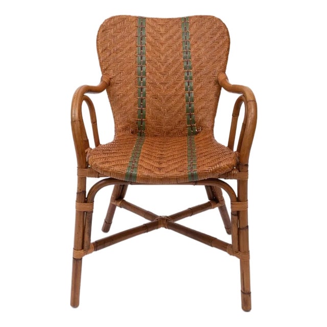 Sharland England Emerson Outdoor Rattan Dining Chair in Bistro Green - Set of 2 For Sale