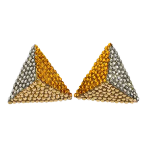 Richard Kerr Tricolor Jeweled Pyramid Clip Earrings - 2 Pieces
