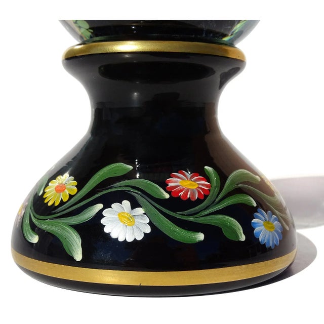 Murano Millefiori Wild Flowers With Painted Pedestal Base Italian Art Glass Vintage Paperweight For Sale In Orlando - Image 6 of 7