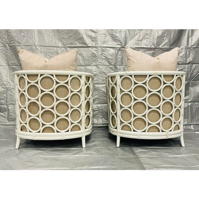 1980s Pair of American Rattan Barrel Chairs by McGuire, Usa 1980s For Sale - Image 5 of 18