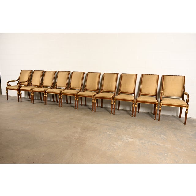 Karges French Regency Louis XVI Carved Walnut and Gold Gilt Dining Chairs | Set of Ten For Sale - Image 16 of 16
