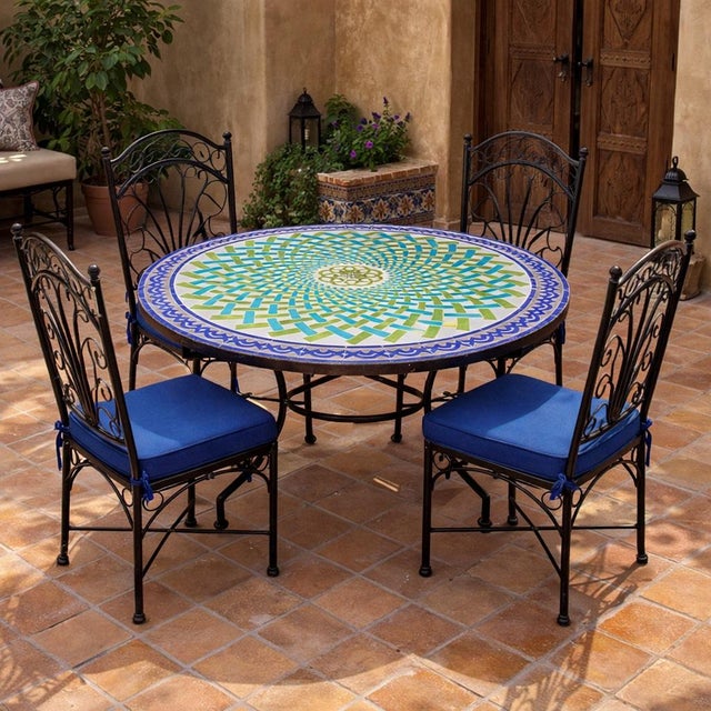 Moroccan 48" Moroccan Mosaic Table For Sale - Image 3 of 8