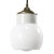 White Vintage Industrial White Porcelain Opaline Glass Brass Pendant Light For Sale - Image 8 of 8