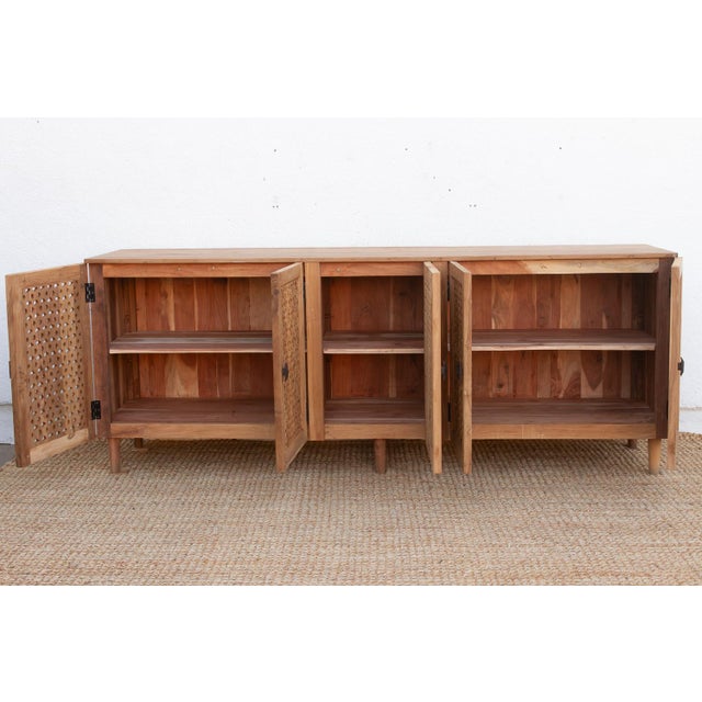 Wood 88" Long Old Teak Floral Jali Sideboard For Sale - Image 7 of 10
