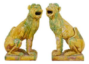 Large Mid 20th Century Indonesian Salt Glazed Decorative Dogs, 1950, Set of 2